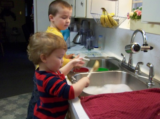 Playing in the sink